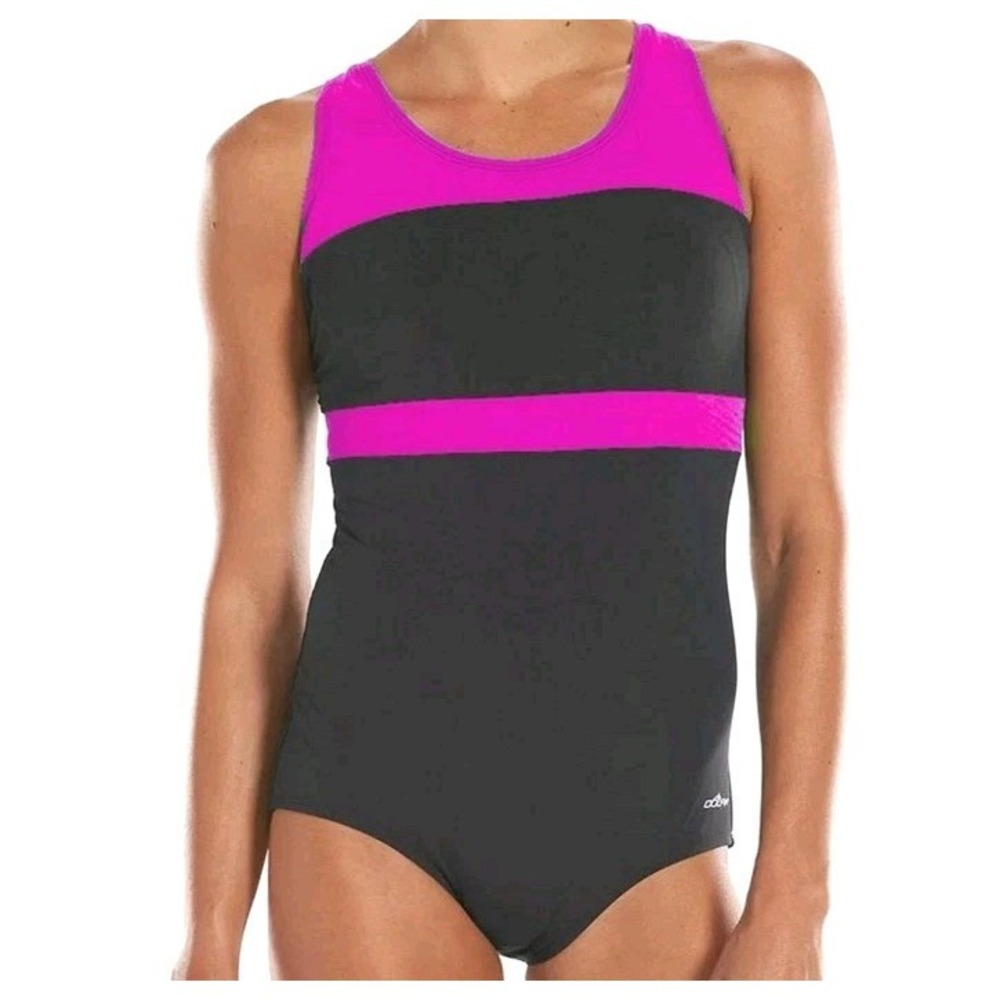 Dolfin Womens Size 20 Aquashape Black Pink Fuchsia 1-Piece Modest Swimsuit NWT